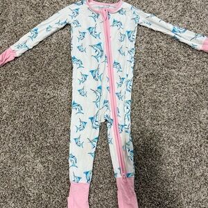 Kids One Piece Pajama with Blue Dolphin Print- Hey Sis brand zippy